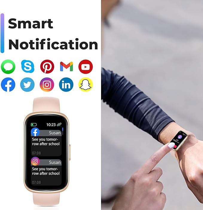 Fitness Tracker Smart Watch, 1.47" Full Touch Health Tracker with 24/7 Heart Rate & Blood Oxygen Monitor, Sleep Tracker, 3ATM Waterproof Step Tracker Activity Tracker for Women Men, Rose Pink