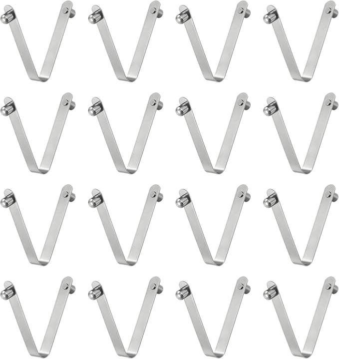 HARFINGTON 16pcs Double Button Kayak Paddle Snap Spring Clip 5.5x6x48mm 65Mn Spring Steel V-Shaped Solid Lift Telescopic Locking Tube Pole Clips for Tent Umbrella Camping
