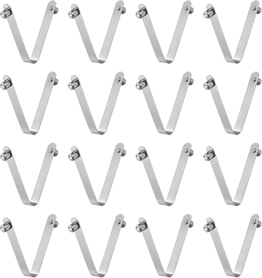 HARFINGTON 16pcs Double Button Kayak Paddle Snap Spring Clip 5.5x6x48mm 65Mn Spring Steel V-Shaped Solid Lift Telescopic Locking Tube Pole Clips for Tent Umbrella Camping