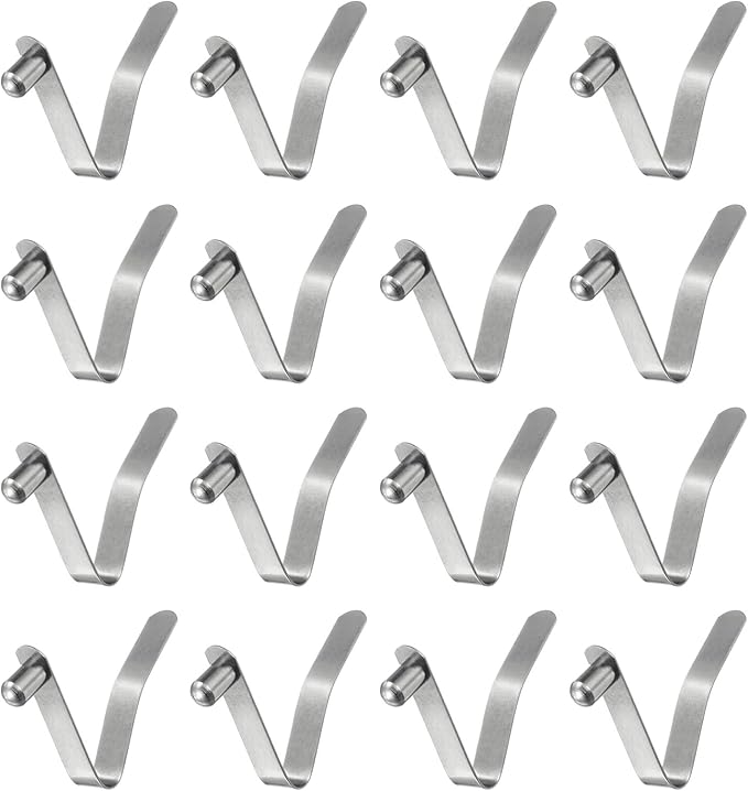 HARFINGTON 16pcs Single Button Kayak Paddle Snap Spring Clip 6x10x37mm 65Mn Spring Steel V-Shaped Solid Lift Telescopic Locking Tube Pole Clips for Tent Umbrella Camping