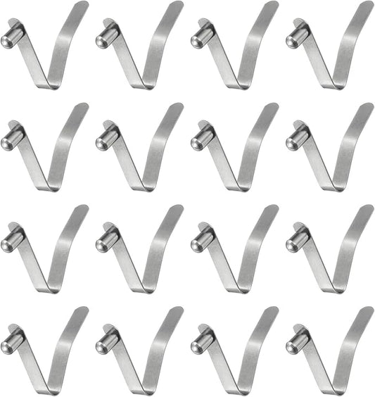 HARFINGTON 16pcs Single Button Kayak Paddle Snap Spring Clip 6x10x37mm 65Mn Spring Steel V-Shaped Solid Lift Telescopic Locking Tube Pole Clips for Tent Umbrella Camping