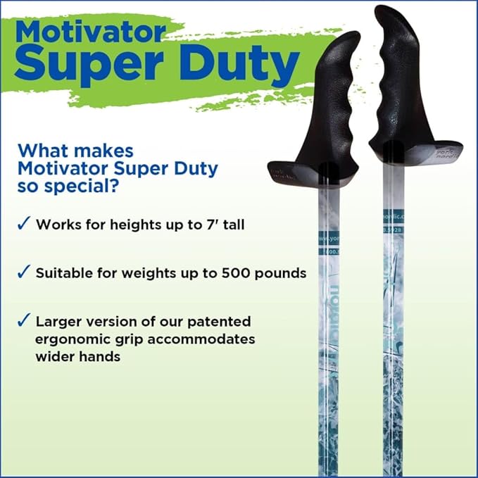 York Nordic Big and Tall Motivator Walking Poles for Balance and Rehab - 2 Pieces - Strong Push Button Locks, Detachable Rubber Feet, Travel Bag - for Heights 4' up to 7' feet and Weights up to 500lbs