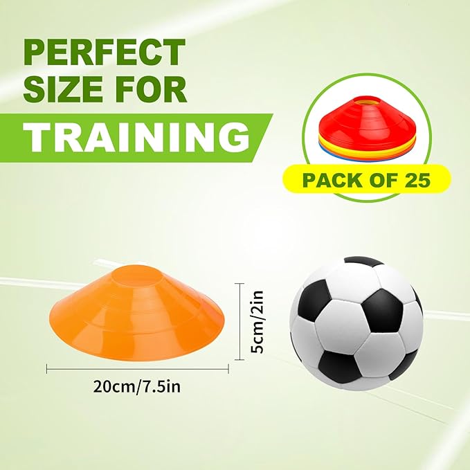 Ashsajkd(Set of 25/50/100 - Agility Soccer Cones with Carry Bag and for ， Football Cones for TrainingFootball, Basketball, Coaching, Agility Cones for Indoor and Outdoor Games