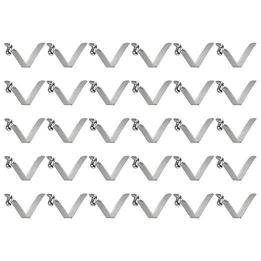 HARFINGTON 30pcs Single Button Kayak Paddle Snap Spring Clip 9x12x55mm 65Mn Spring Steel V-Shaped Hollow Lift Telescopic Locking Tube Pole Clips for Tent Umbrella Camping