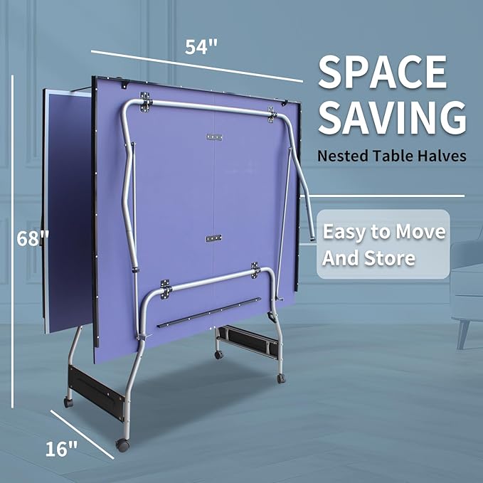 8ft Foldable Ping Pong Table for Home & Outdoor Play - Includes 2 Paddles, Net & 3 Balls