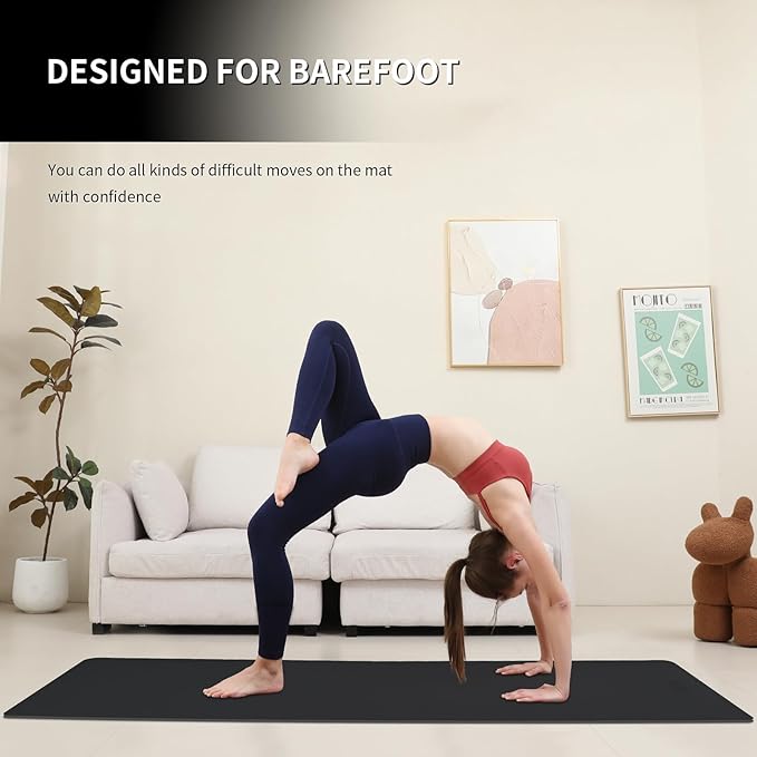 Yoga Mat Extra thick 8mm Exercise mat, Soft Lightweight TPE Fitness Mat with strap, High Elasticity, Anti-fatigue,non-slip mat for Women, Yoga, Camping, Travel, Gym & Outdoor | 72"L x 0.32"Th