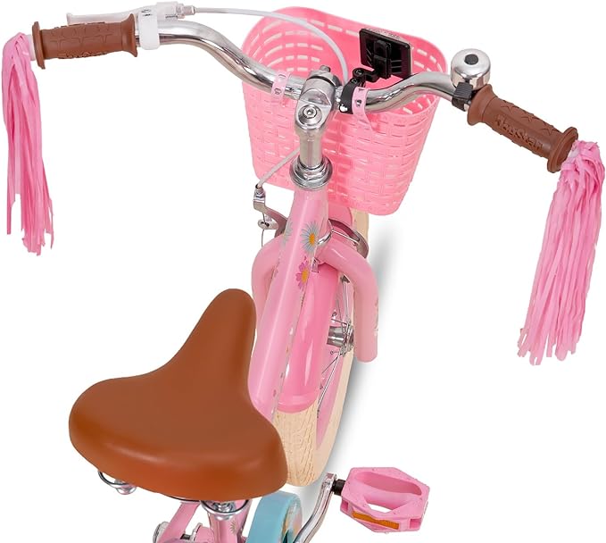 JOYSTAR Little Daisy Kids Bike for Girls Boys Ages 2-7 Years, 12 14 16 Inch Girls Bikes with Doll Bike Seat & Streamers, Boys Bike with Flag & Number Plate, Multiple Colors