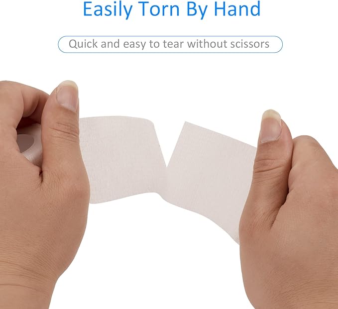 24 Pack Self Adherent Cohesive Wrap Bandages Non Woven Cohesive Bandage Elastic Self Adhesive Bandage Wrap Sports Athletic Tape First Aid Tape for Wrist Ankle Pet Vet Wrap Grip Cover 2 inch (White)