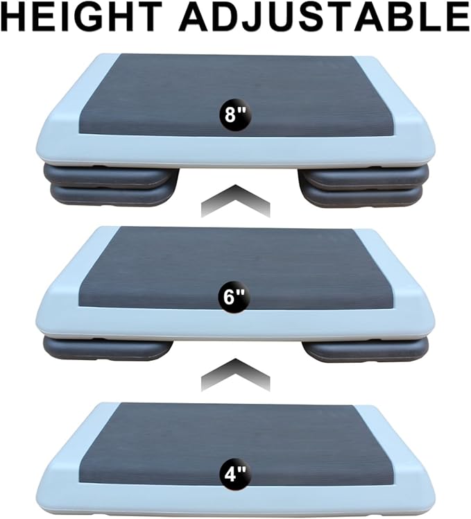 Househould Adjustable Workout Aerobic Stepper in Fitness & Exercise Step Platform Trainer Pink Black with 2 or 4 Risers