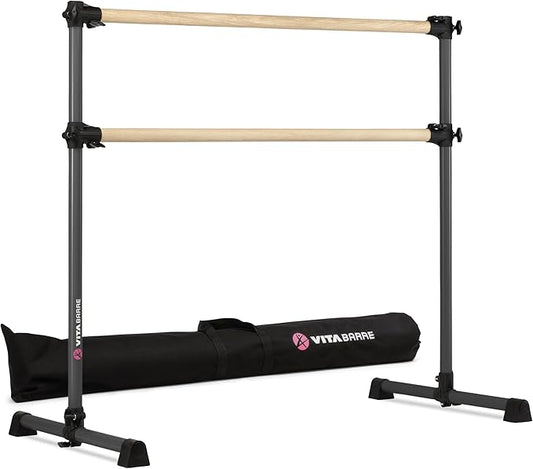 VITA Barre Portable Freestanding Double Ballet Barre, Prodigy, with Carry Bag | Adjustable Height, USA Made, Home or Gym Exercise Equipment for Kids & Adults | Dance, Fitness, Pilates