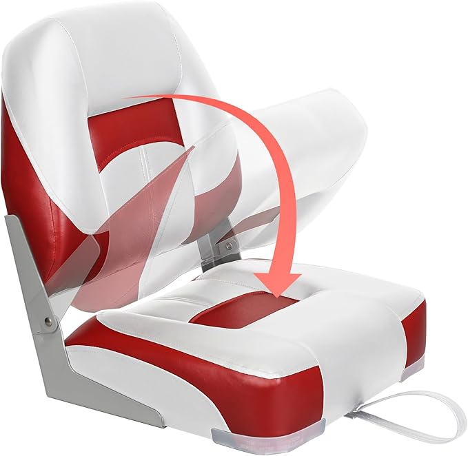 Two Tone Low Back Folding Boat Seat,White/Red