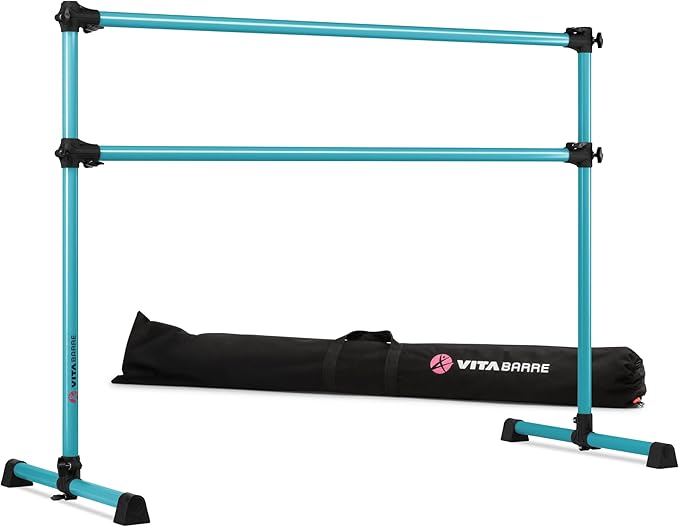 VITA Barre Portable Freestanding Double Ballet Barre, Prodigy, with Carry Bag | Adjustable Height, USA Made, Home or Gym Exercise Equipment for Kids & Adults | Dance, Fitness, Pilates