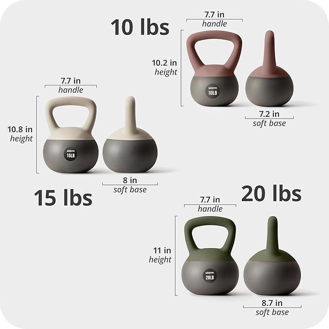Soft Kettlebells with Cushioned Impact-Resistant Base and Anti-Slip, Wide-Grip Handle for Home Workouts, Weightlifting, and Full Body Strength Training
