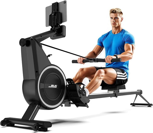 Air Magnetic Rowing Machines for Home BW5 Commercial Rower Machine Max Load 350LB 10-Level Resistance Easy Assembly Bluetooth LED Monitor Adjustable Tablet Stand Fit for Whole Family