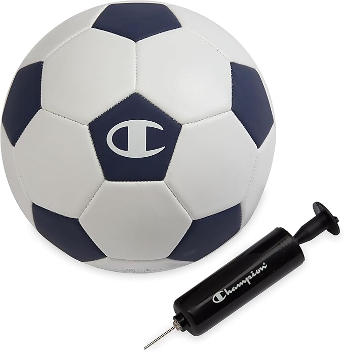 Champion Youth & Adult Soccer Ball - Paneled Design, Enhanced Control, Durable Cover & Butyl Bladder, for Indoor & Outdoor Training, Sizes 3, 4, 5, Includes 6" Pump