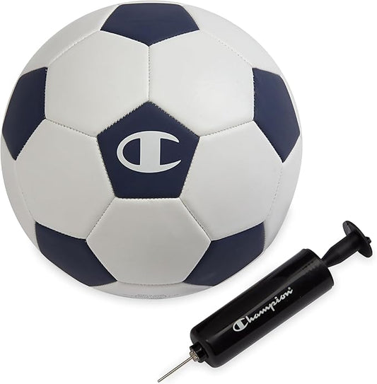 Champion Youth & Adult Soccer Ball - Paneled Design, Enhanced Control, Durable Cover & Butyl Bladder, for Indoor & Outdoor Training, Sizes 3, 4, 5, Includes 6" Pump