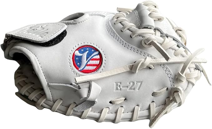Eagle 27S Strap-Back Baseball Catcher’s Training Mitt - Padded Leather Glove for Catching, Transfers, Eye Coordination & Pocket Awareness - Sports Essentials - White, 27”