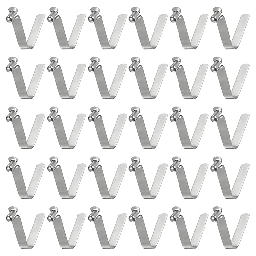 HARFINGTON 30pcs Single Button Kayak Paddle Snap Spring Clip 6x10.5x38mm 65Mn Spring Steel V-Shaped Hollow Lift Telescopic Locking Tube Pole Clips for Tent Umbrella Camping