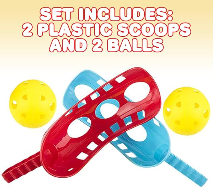 ArtCreativity Scoop and Toss Game for Kids – Includes 2 Scoops and 2 Balls – Fun Outdoor Toys for Beach, Backyard, Camping, or Park – Great PE Equipment & Summer Activity for Boys, Girls & Families