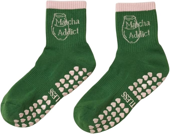 Crew Half Calf Grip Socks, Cutest Fruits Pilates Socks, Ruffle socks, Non-Slip, Barre Yoga Fitness