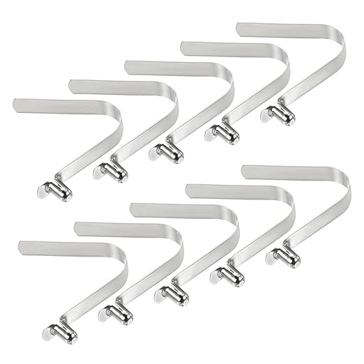 PATIKIL 10x6mm Kayak Paddle Snaps, 10 Pack Tent Pole Clips Steel V Shaped Single Pin Push Button Spring Clips Lock Tube Pole Clips for Camping Awning