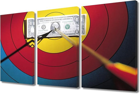 Wall Art Archery Pictures 3 Panels Arrows Hit the Bull's Eye Paintings Canvas Wall Art for Bedroom Living Room Office Bar Club Home Decor Artwork Print on Canvas Framed Ready to Hang(24"Wx36"H)