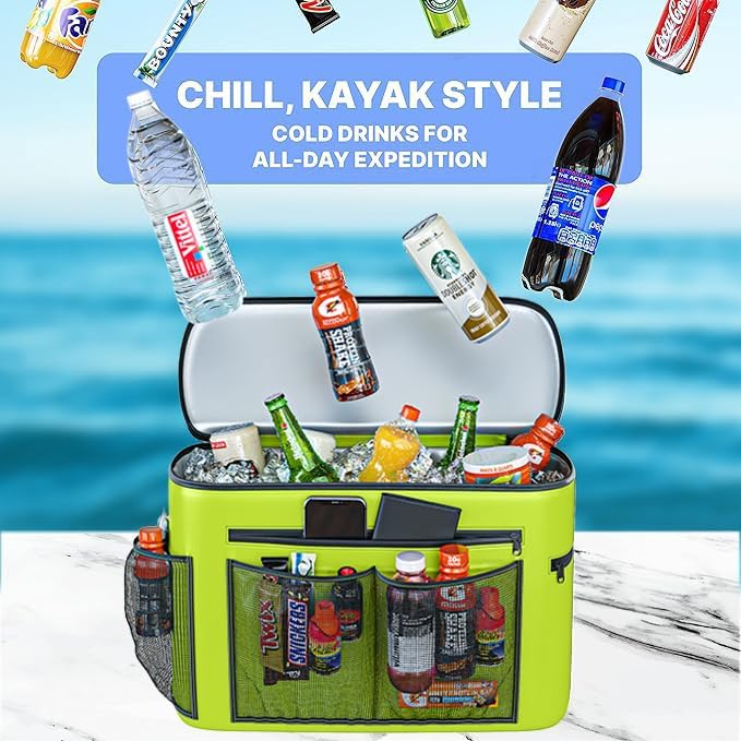 Skywin Kayak Cooler Behind Seat, Waterproof Cooler for Kayaking, Compatible with Lawn Chair Style Seats, Stores Drinks and Keeps Them Cool All Day