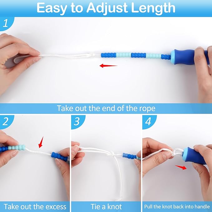 Jump Rope for Kids, Adjustable Jump Ropes for 4 5 6 7 8 10 12, Tangle Free Jumping Rope Age 8-12, Segmented Soft Beaded Skipping Rope for Women Fitness