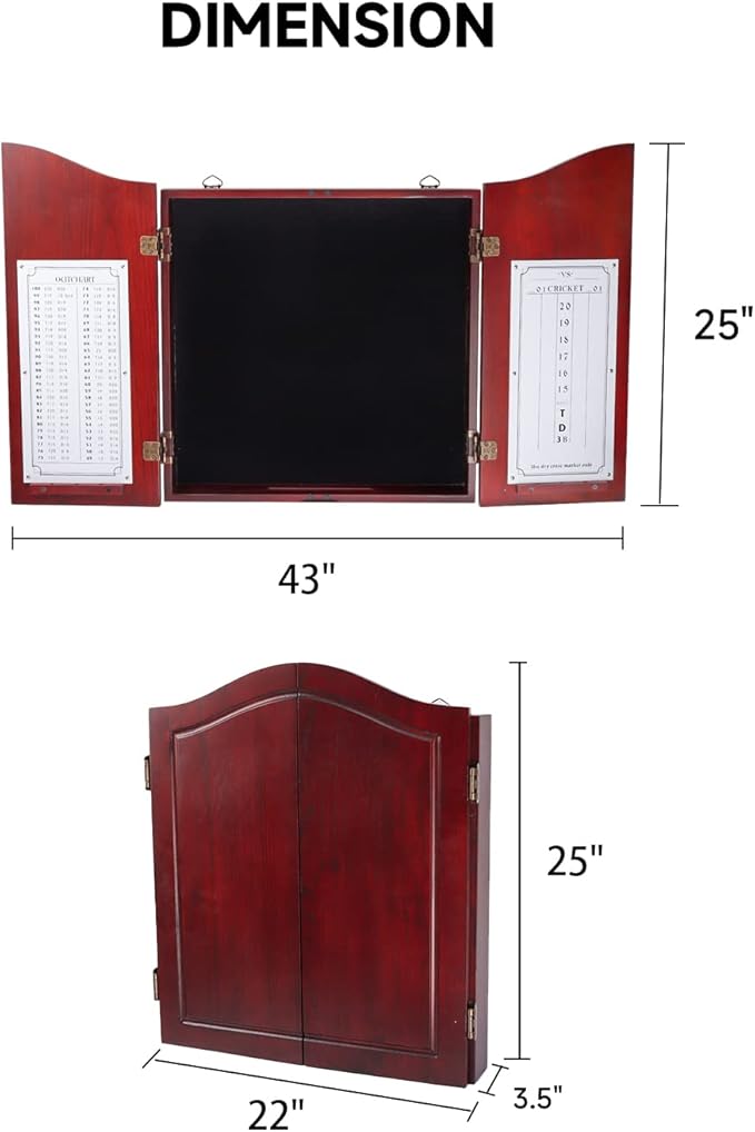 GSE Games & Sports Expert Professional Solid Wood Classic Official Size Dartboard Cabinet with Dart Scoreboard for Game Room. Dartboard & Darts Not Included