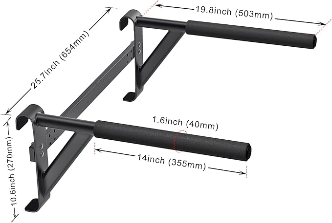 Dip Bar Attachment for Swedish Ladder, Non-Slip Adjustable Grip Handles, Dip Station for Strength Training, 250 lbs Capacity