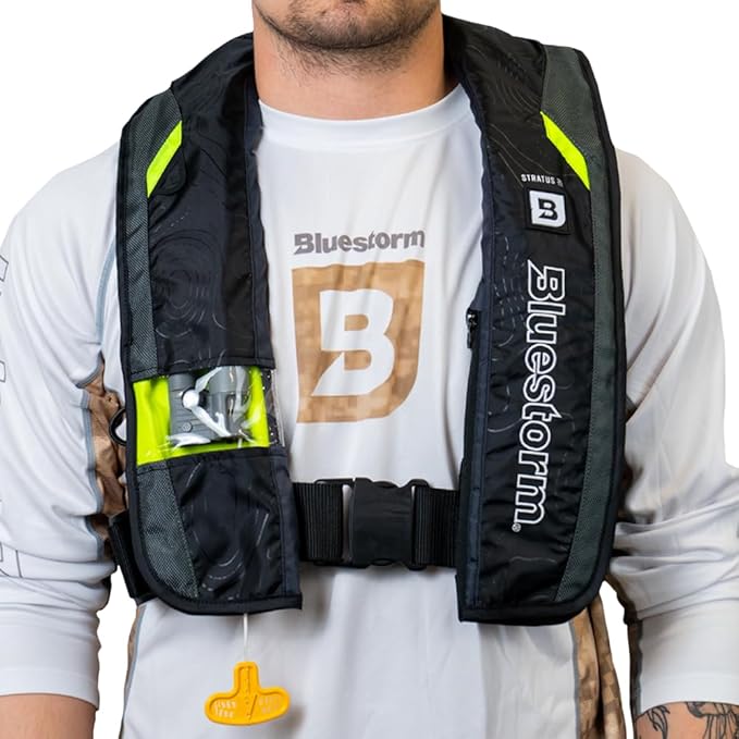 BLUESTORM Stratus 35 Inflatable Life Jacket PFD for Adults | US Coast Guard (USCG) Approved Automatic Self Inflating Life Vest Preserver with Manual Ripcord
