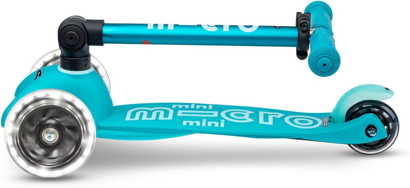 Micro Kickboard - Mini Deluxe Foldable LED Scooter, 3-Wheeled, Lean-to-Steer, Swiss-Designed Micro Scooter with LED Light-Up Wheels, for Kids Ages 2-5