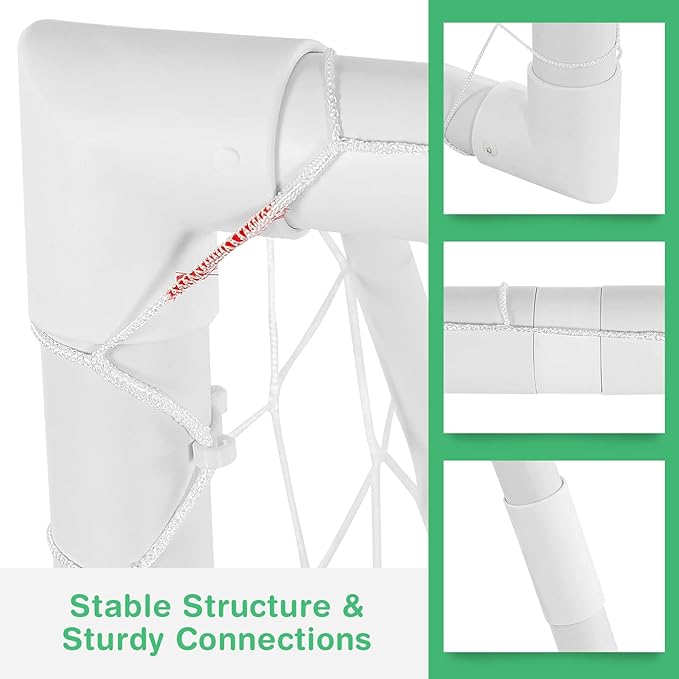 GYMAX Soccer Goal, Soccer Goals for Backyard with All Weather Net, Ground Stake & Zip Ties, Easy Assembly Folding Soccer Frame and Net for Kids School Club Training Practice