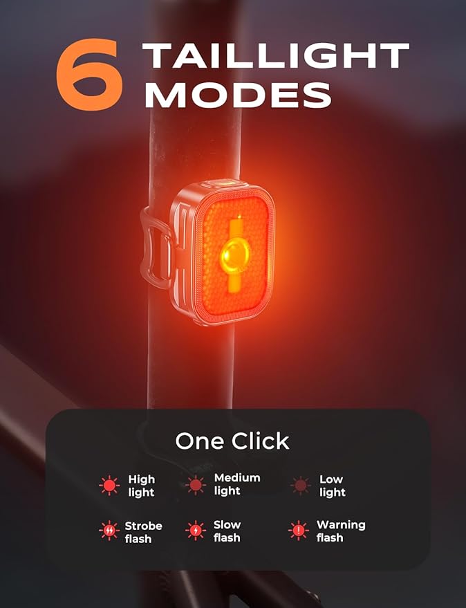 Bike Lights Set with Wide-Angle Reflectors, 8+6 Modes & Ultra-Light Bicycle Lights, IP65 Waterproof & Dual USB-C 1-2 Hrs Fast Charging Bike Light Accessories for Road Mountain Cycling