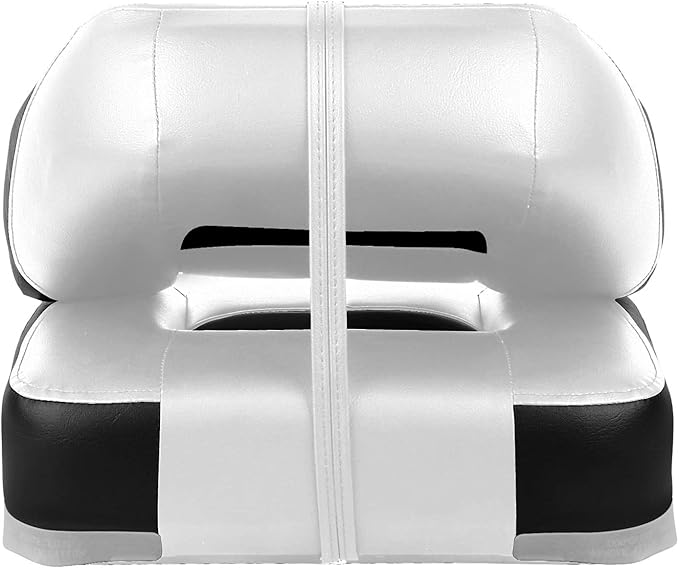 Two Tone Low Back Folding Boat Seat,White/Black