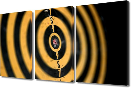3 Panel Dart Plate Canvas Wall Art Yellow Retro Dart Plate Artwork Wall Decor Home Sports Theme Picture Canvas Wall Art for Bedroom Living Room Bathroom Prints Posters Framed Ready to Hang(24"Wx36"H)