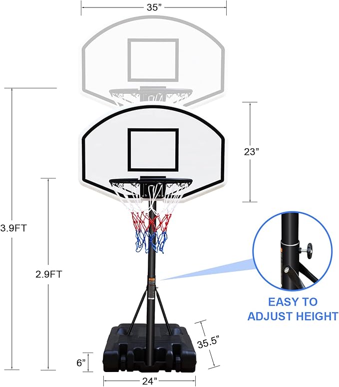 Pool Basketball Hoop, Adjustable Poolside Basketball Hoop with Wheels, Outdoor Height Adjustable Swimming Pool Basketball Goal Set, Perfect for Swimming Pool & Home Play
