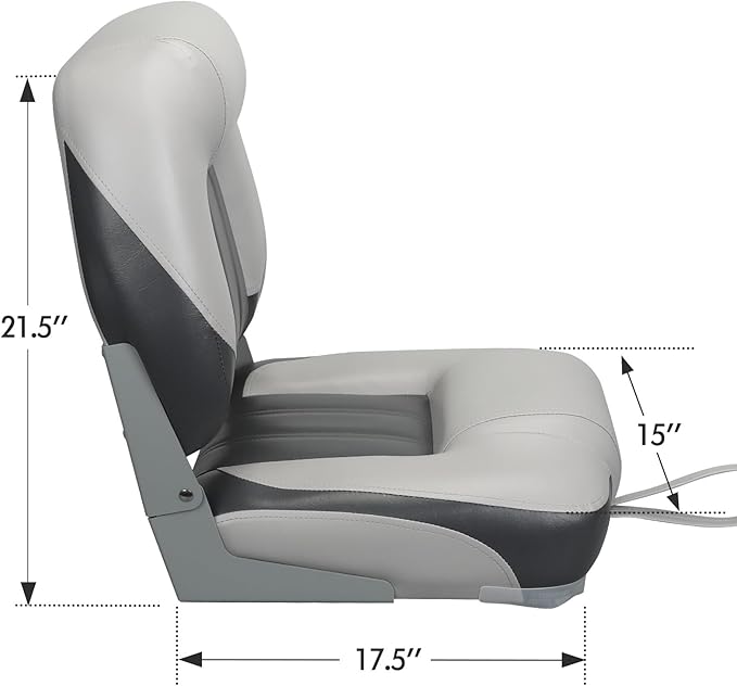 Elite Folding Boat Seat Low Back Boat Chair Fold-Down Fishing Boat Seats 2 Pack, Charcoal/Light Gray