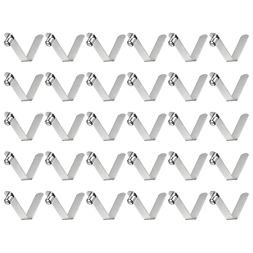 HARFINGTON 30pcs Single Button Kayak Paddle Snap Spring Clip 8x10.5x42mm 65Mn Spring Steel V-Shaped Solid Lift Telescopic Locking Tube Pole Clips for Tent Umbrella Camping
