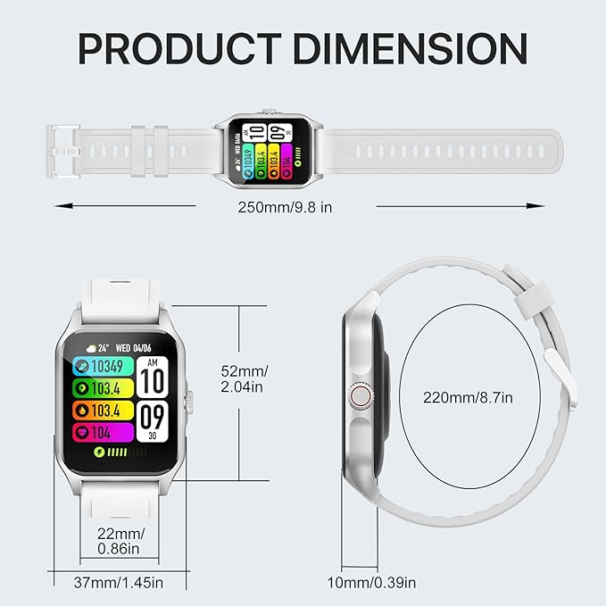 WalkerFit Smart Watch for Men: 1.84'' Big Screen Fitness Watch for Android, Running Smartwatch with Heart Rate Monitor for Sleep/Stress, Waterproof Activity Tracker with Pedometer