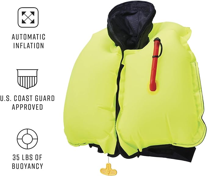BLUESTORM Stratus 35 Inflatable Life Jacket PFD for Adults | US Coast Guard (USCG) Approved Automatic Self Inflating Life Vest Preserver with Manual Ripcord