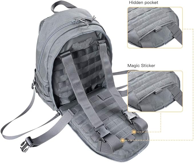EXCELLENT ELITE SPANKER Military Tactical Backpack Detachable Backpack Quickly Turns into Outdoor Vest(Grey)