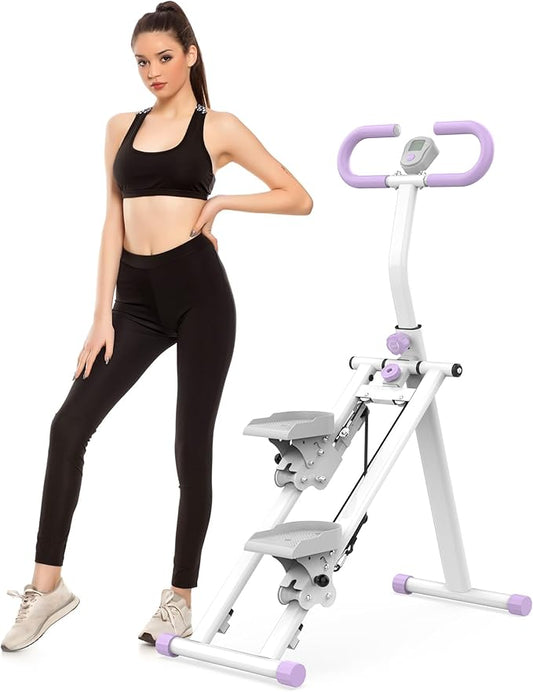Stair Stepper for Home, Folding Vertical Climber Workout Machine for Full-Body Exercise Stair Stepper with Stable Frame Adjustable Handlebar & Pedals
