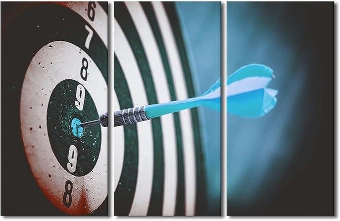 Canvas Wall Art Vintage Office Paintings Prints on Canvas Positive Darts Hit the Bull's Eye Closeup Modern Artwork Pictures for Living Room Bedroom Wall Decor Giclee Framed Ready to Hang, 40"Wx60"H
