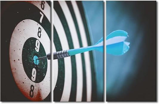 Canvas Wall Art Vintage Office Paintings Prints on Canvas Positive Darts Hit the Bull's Eye Closeup Modern Artwork Pictures for Living Room Bedroom Wall Decor Giclee Framed Ready to Hang, 40"Wx60"H