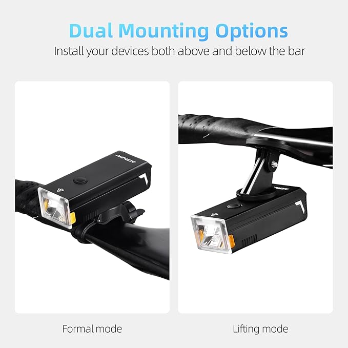 Hori 1000 Bike Lights for Night Riding, High and Low Beam, USB-C Rechargeable Bike Headlight, IPX6 Waterproof Bike Front Light for Road Mountain Bike-1000 lumens(Out-Front Mount)