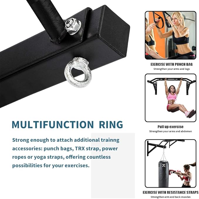 ptlsy Wall Mounted Pull Up Bar Multifunctional with Multi-Grip Chin Up Bar Heavy Duty Dip Station for Home Gym Indoor Workout, Fitness Equipment, Dip Stand Supports to 440 Lbs