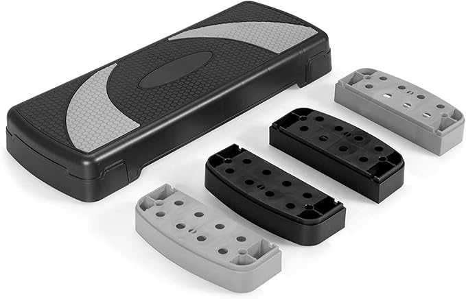 GYMAX Adjustable Aerobic Stepper, 3-Level Height Workout Platforms with Non-slip Pads, Shock-absorb & Anti-slip Surface, 31” Exercise Step Platform with Detachable Risers