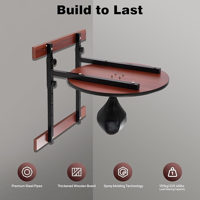 Speed Bag Platform Kit Speed Bag for Boxing Speed Punching Bag Training Equipment - Wall-Mounted, Height Adjustable, 360° Swivel Punching Ball