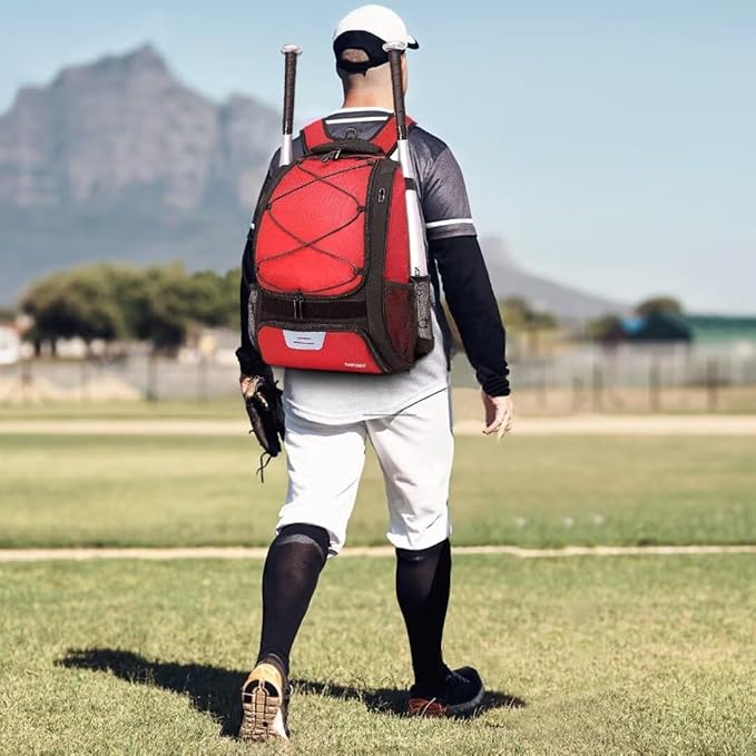 Baseball Bag Softball Backpack - Youth Adult T Ball Bat Equipment Bag with Bat Helmet Holders, Shoe Compartment